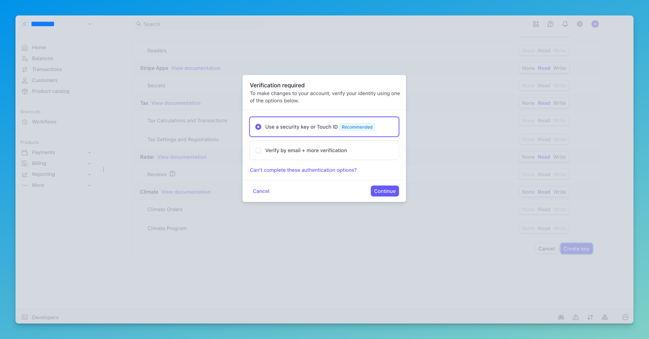 Identity verification step